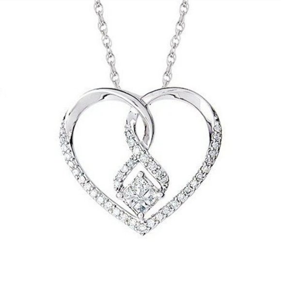 💥 Heart Necklace Exquisite Valentine's Gifts Elegant CZ for Women, HA4597 - Picture 1 of 3